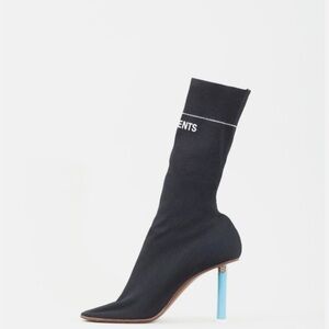 Vetements Black Sock Heels with Vibrant Blue Stiletto